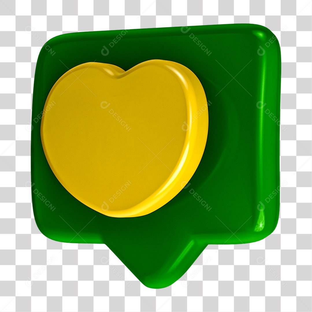 ícone Caixa de Texto com Coração Amarelo PNG Transparente