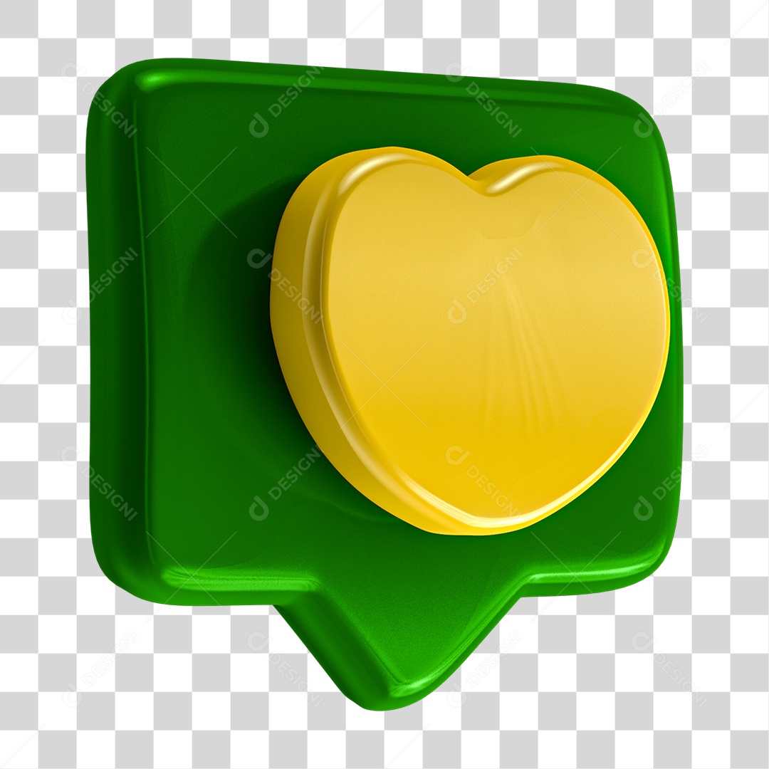 ícone Caixa de Texto com Coração Amarelo PNG Transparente