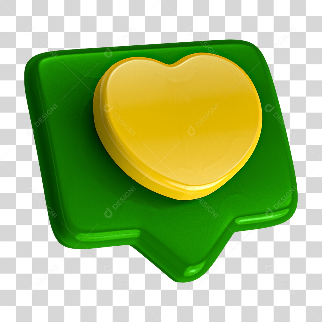 ícone Caixa de Texto com Coração Amarelo PNG Transparente