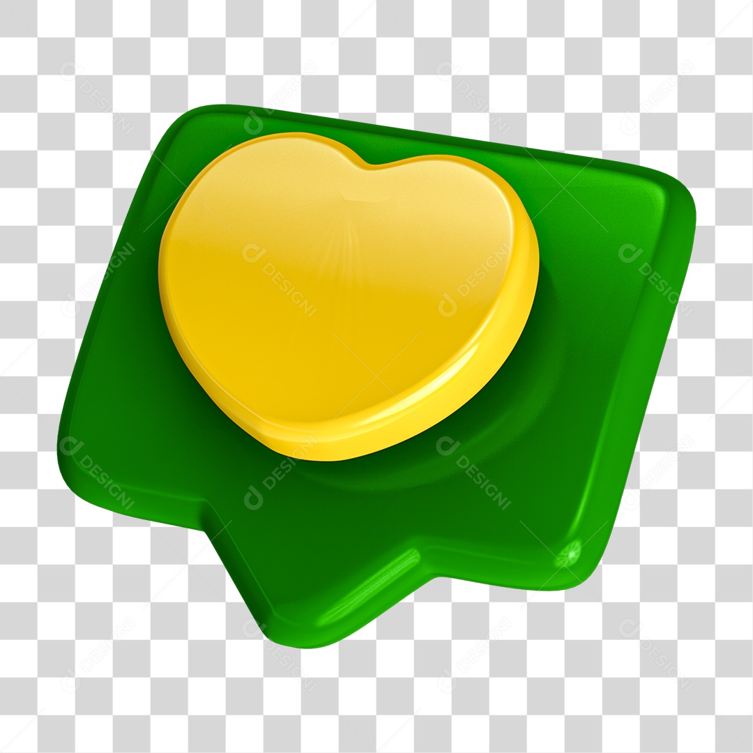 ícone Caixa de Texto com Coração Amarelo PNG Transparente