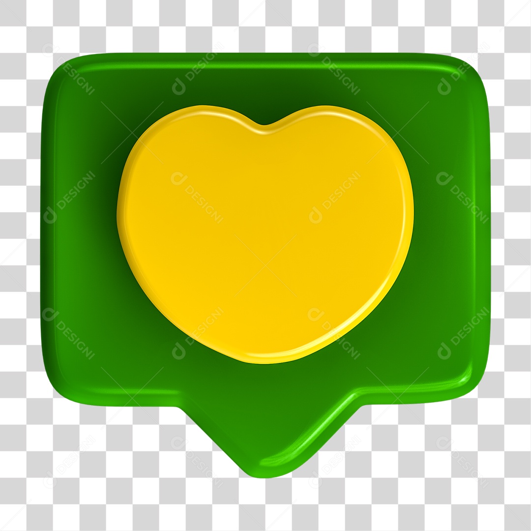 ícone Caixa de Texto com Coração Amarelo PNG Transparente