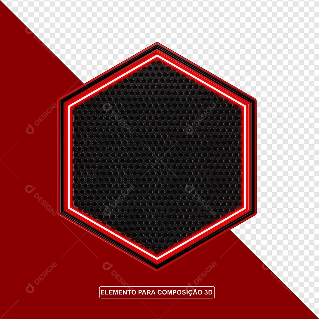 Elemento 3D Placa de Metal Com Luz Neon Para Composição PSD