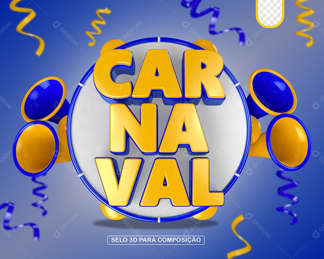 Selo 3D Carnaval Para Composição PSD