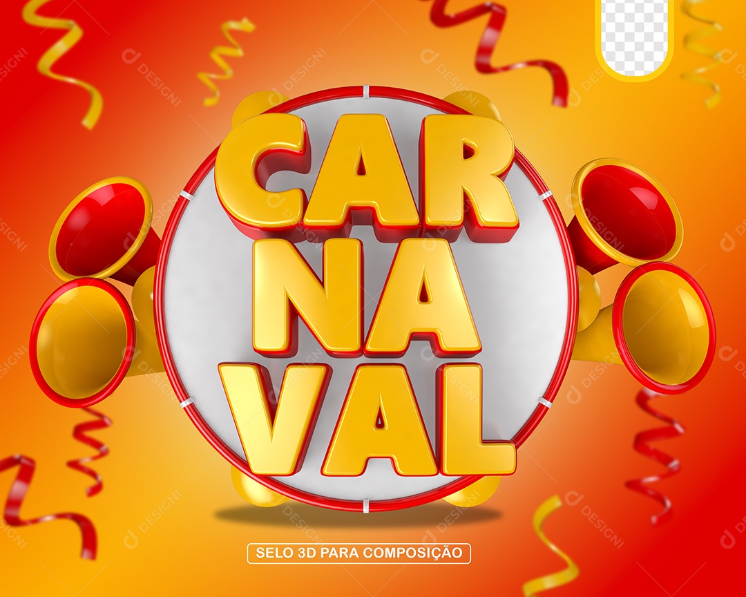 Selo 3D Carnaval Para Composição PSD