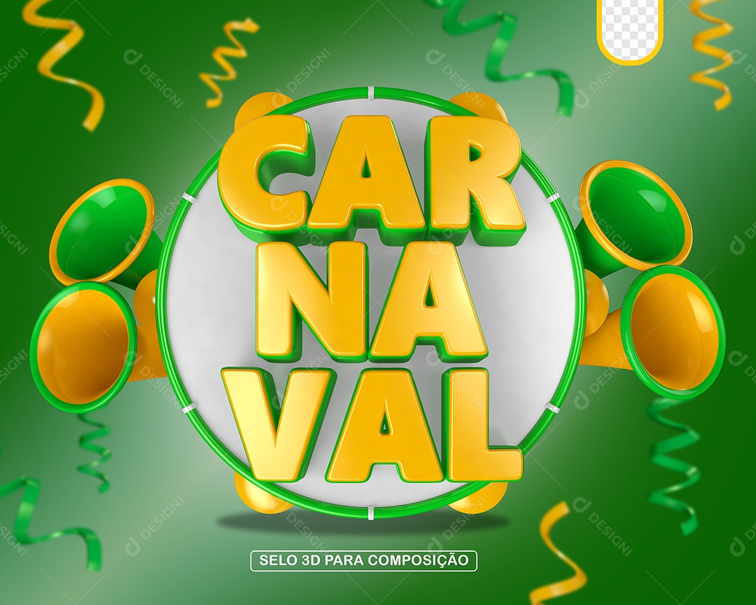 Selo 3D Carnaval Para Composição PSD