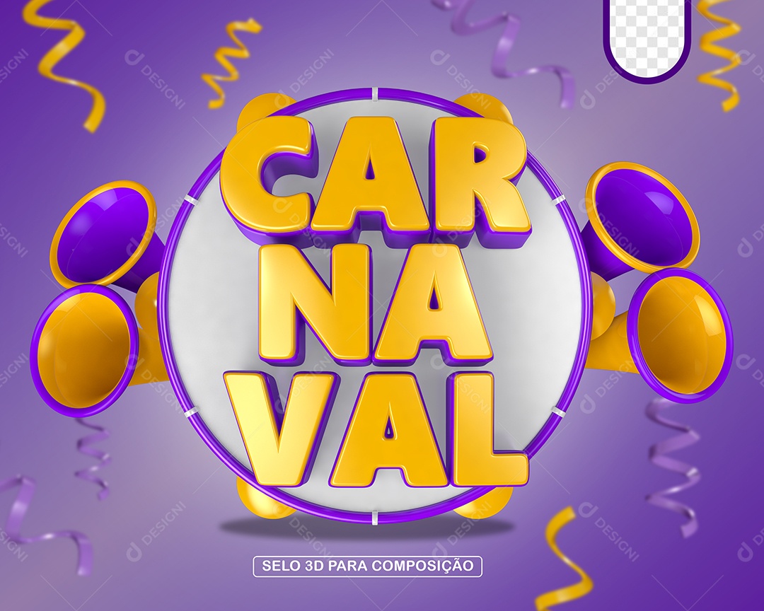 Selo 3D Carnaval Para Composição PSD