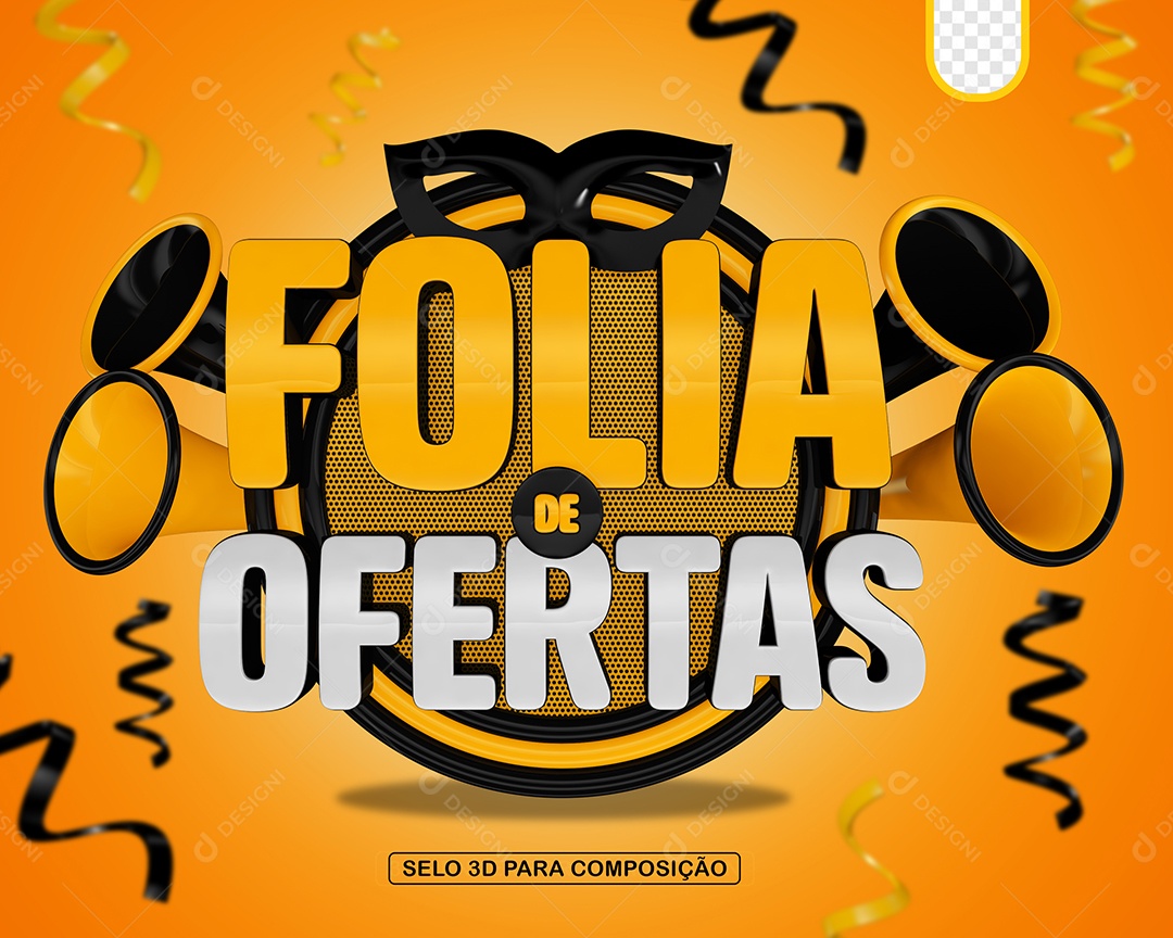 Selo 3D Folia de Ofertas Para Composição PSD