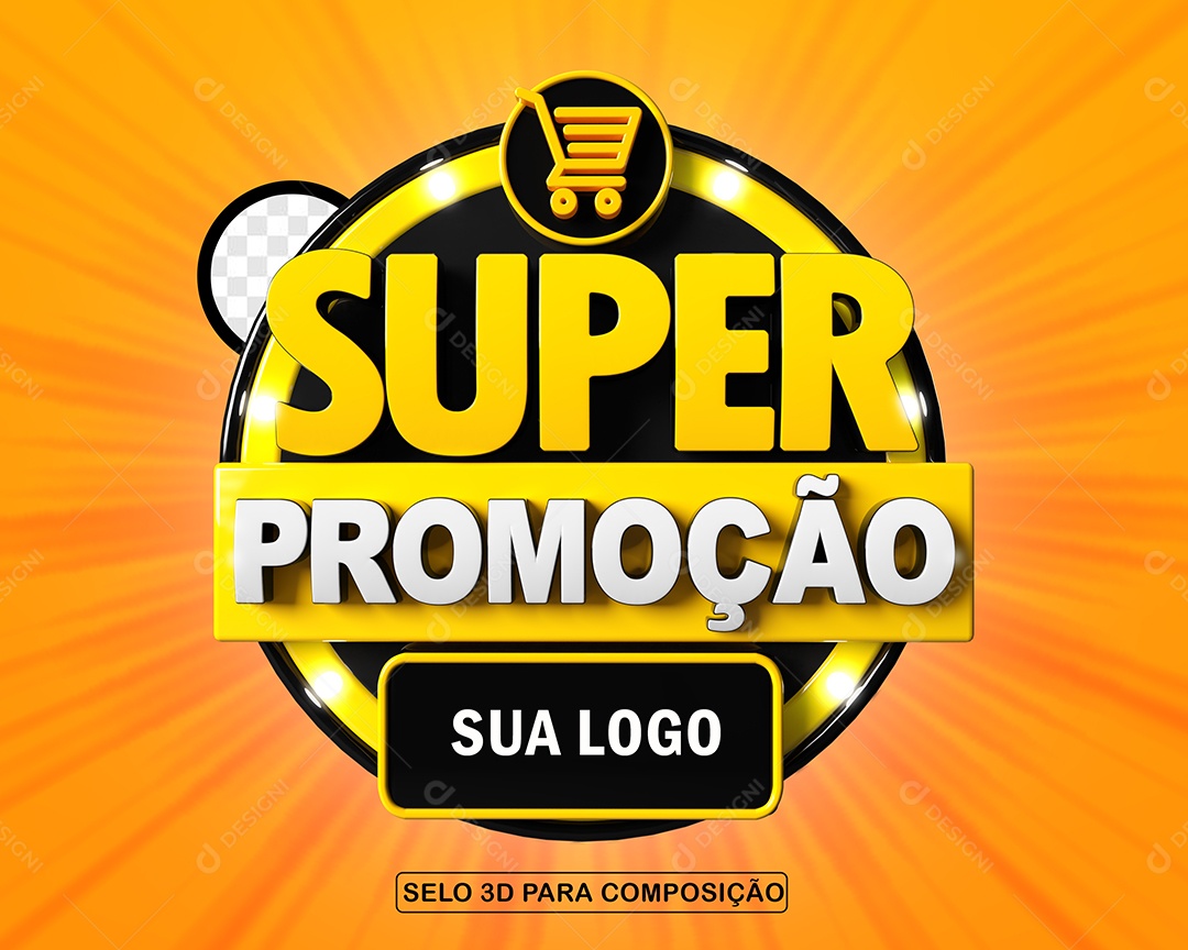 Selo 3D Super Promoção Para Composição PSD