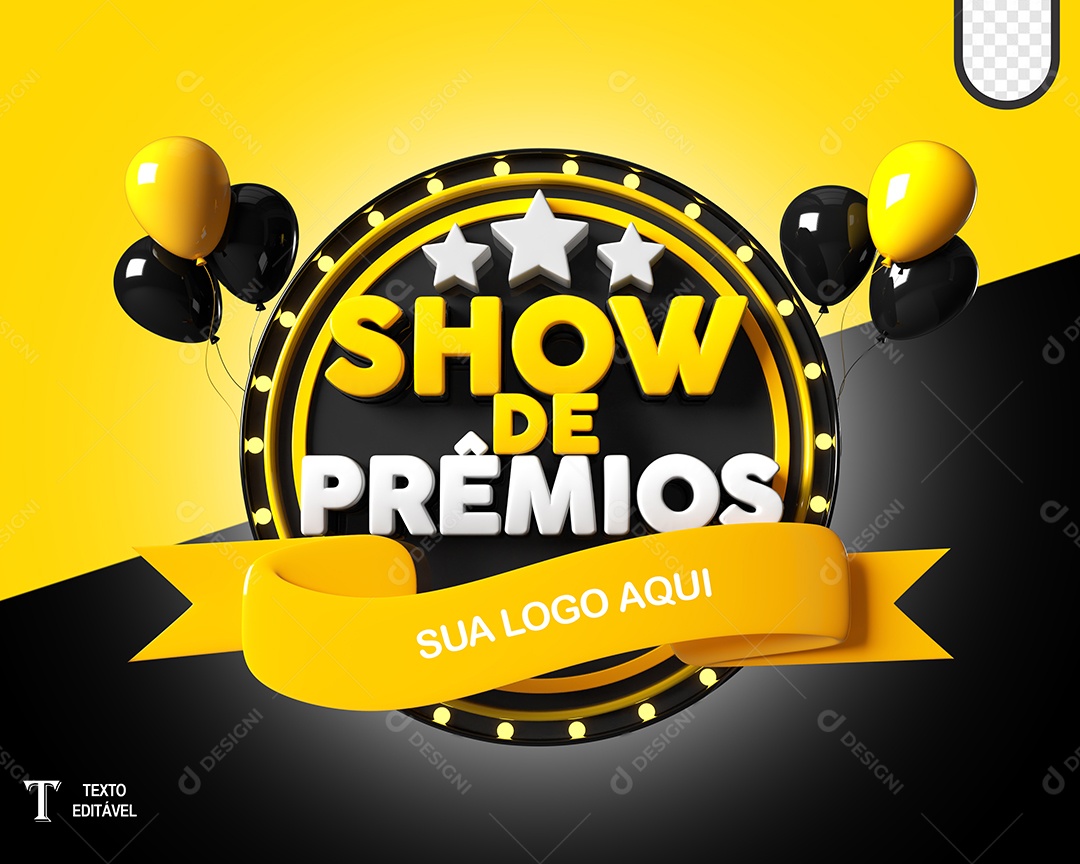 Selo 3D Show de Prêmios Para Composição PSD