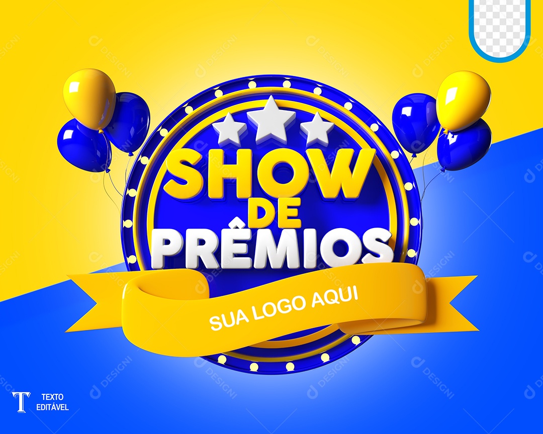 Selo 3D Show de Prêmios Para Composição PSD