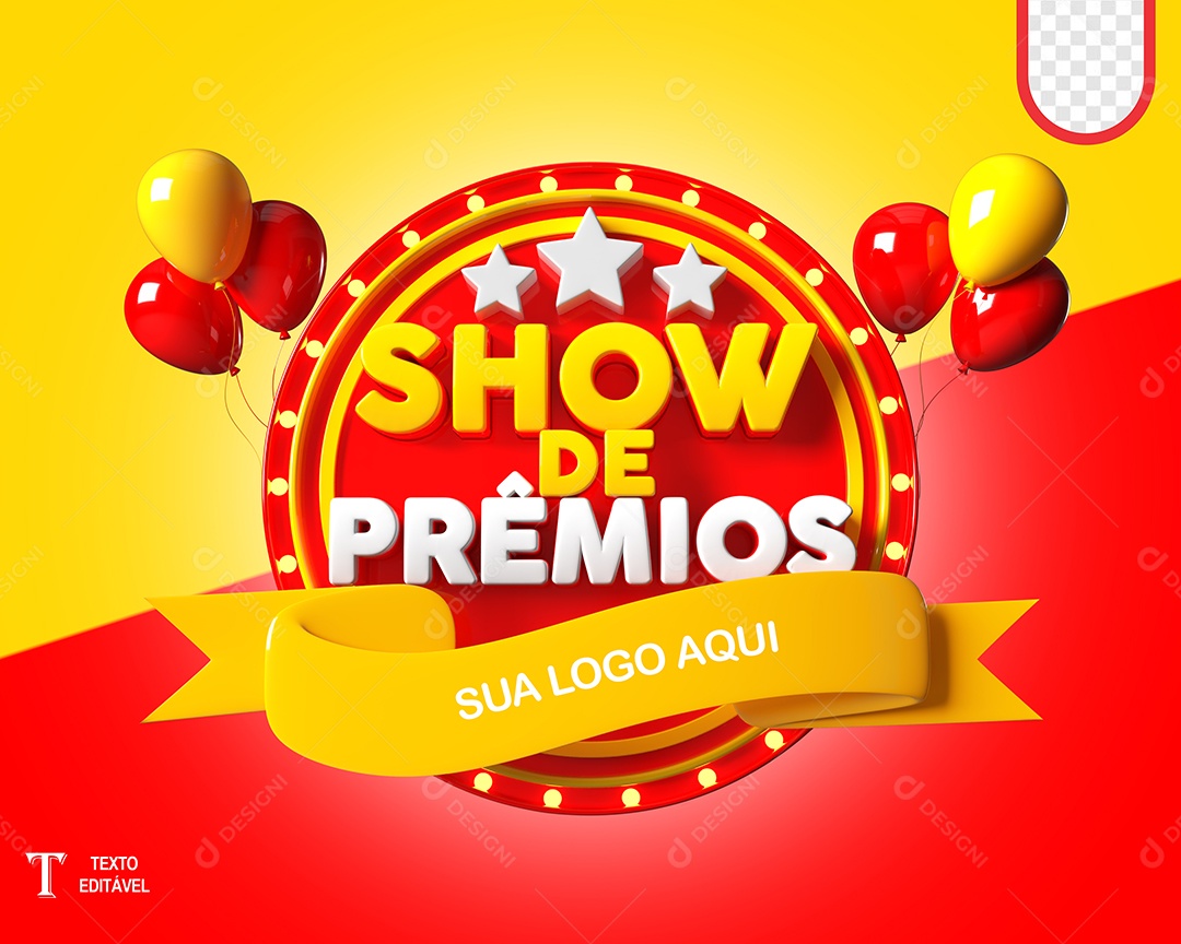 Selo 3D Show de Prêmios Para Composição PSD