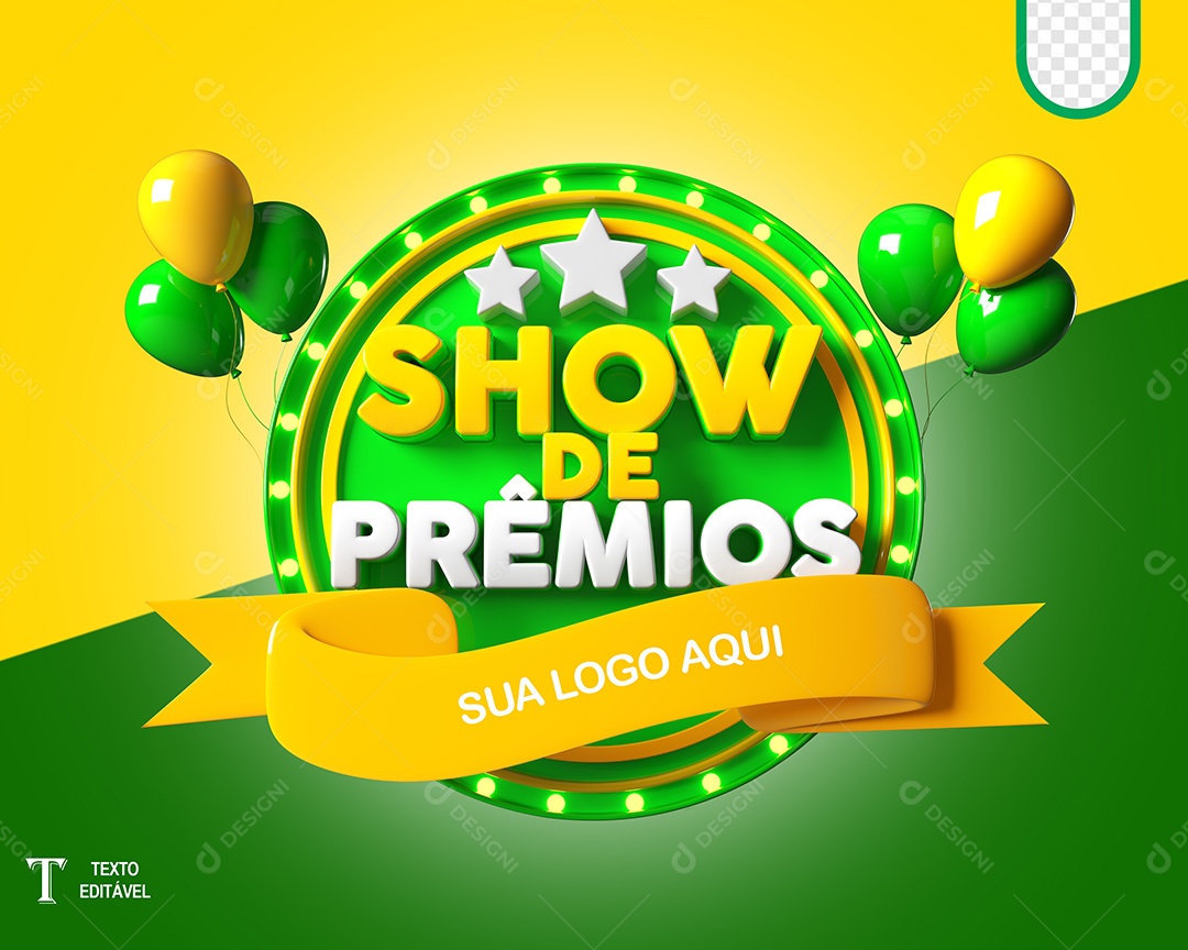 Selo 3D Show de Prêmios Para Composição PSD