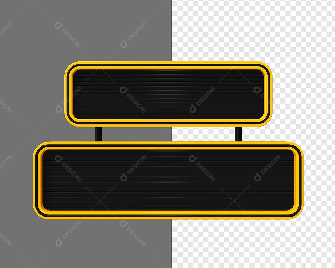 Elemento 3D Placa de Metal Retangular Para Composição PSD