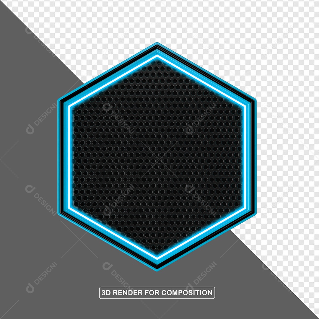 Elemento 3D Placa de Metal Com Luz Neon Para Composição PSD