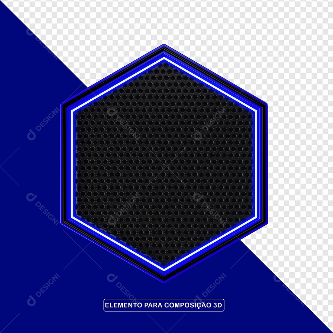 Elemento 3D Placa de Metal Com Luz Neon Para Composição PSD