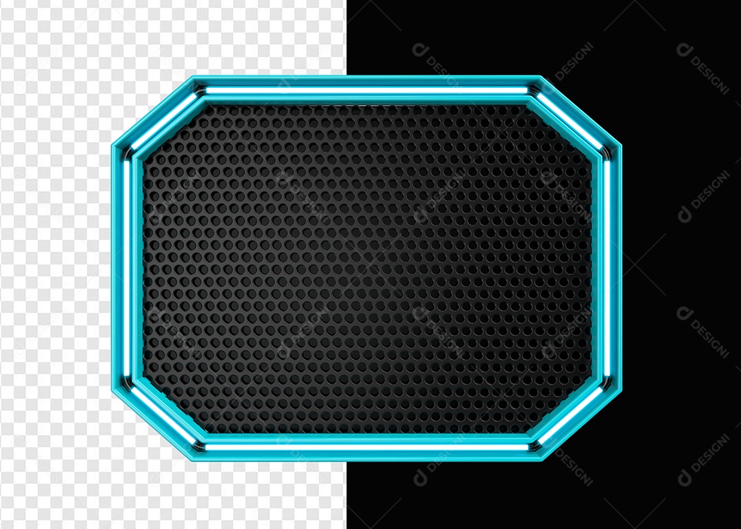 Elemento 3D Placa de Metal Retangular Para Composição PSD