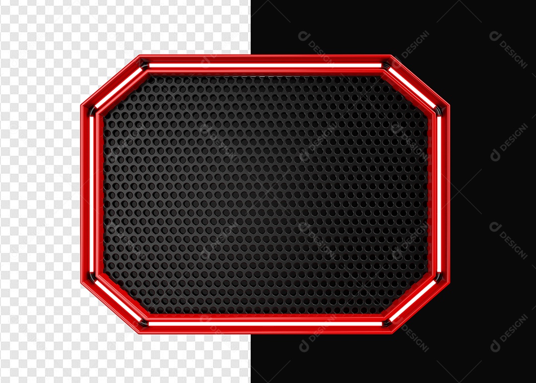 Elemento 3D Placa de Metal Retangular Para Composição PSD