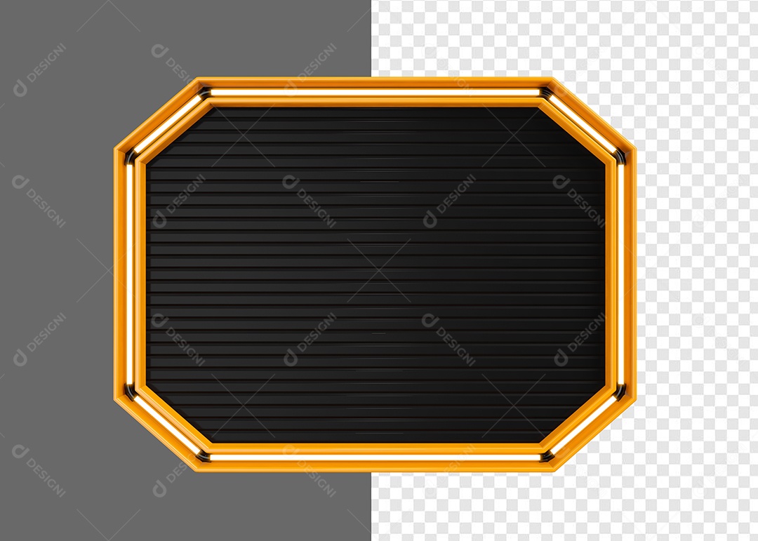 Elemento 3D Placa de Metal Retangular Para Composição PSD