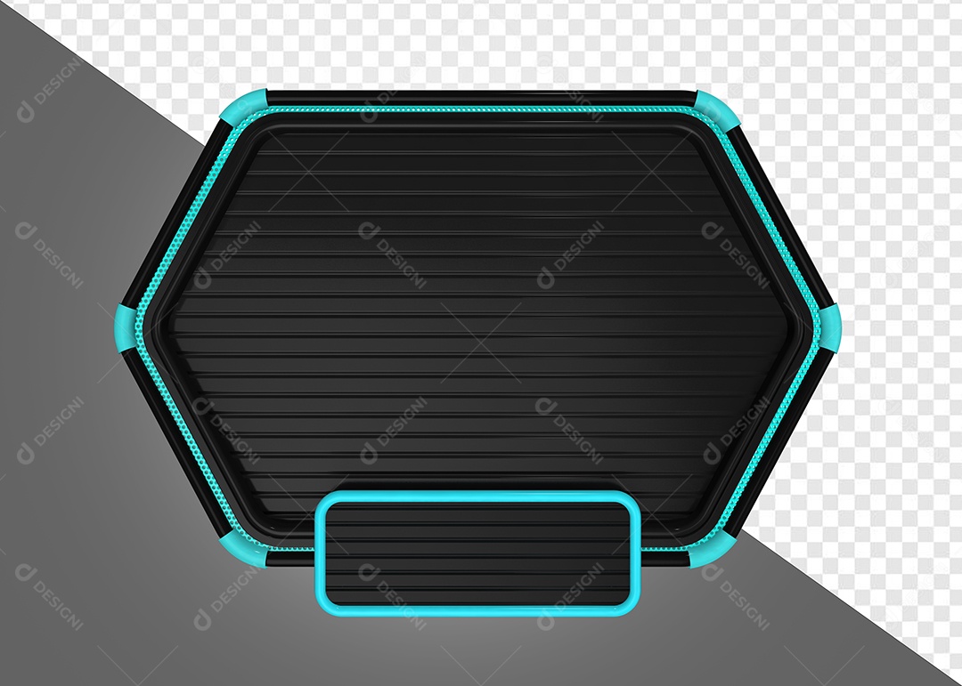 Elemento 3D Placa de Metal Retangular Para Composição PSD