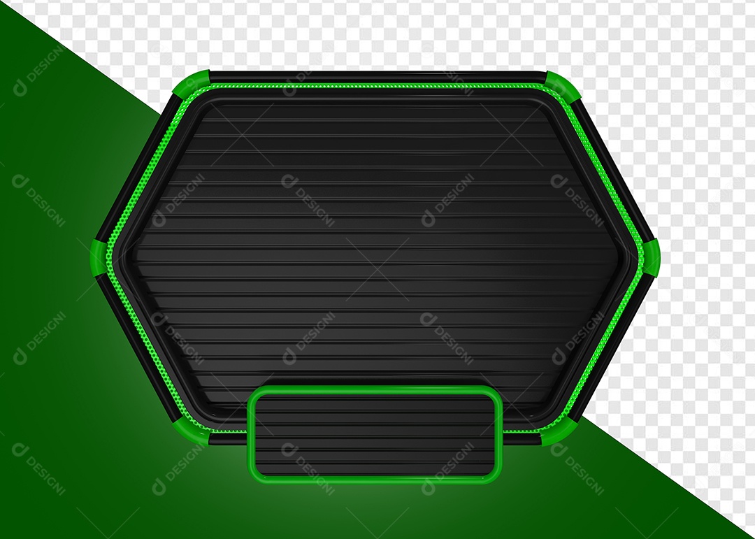 Elemento 3D Placa de Metal Retangular Para Composição PSD