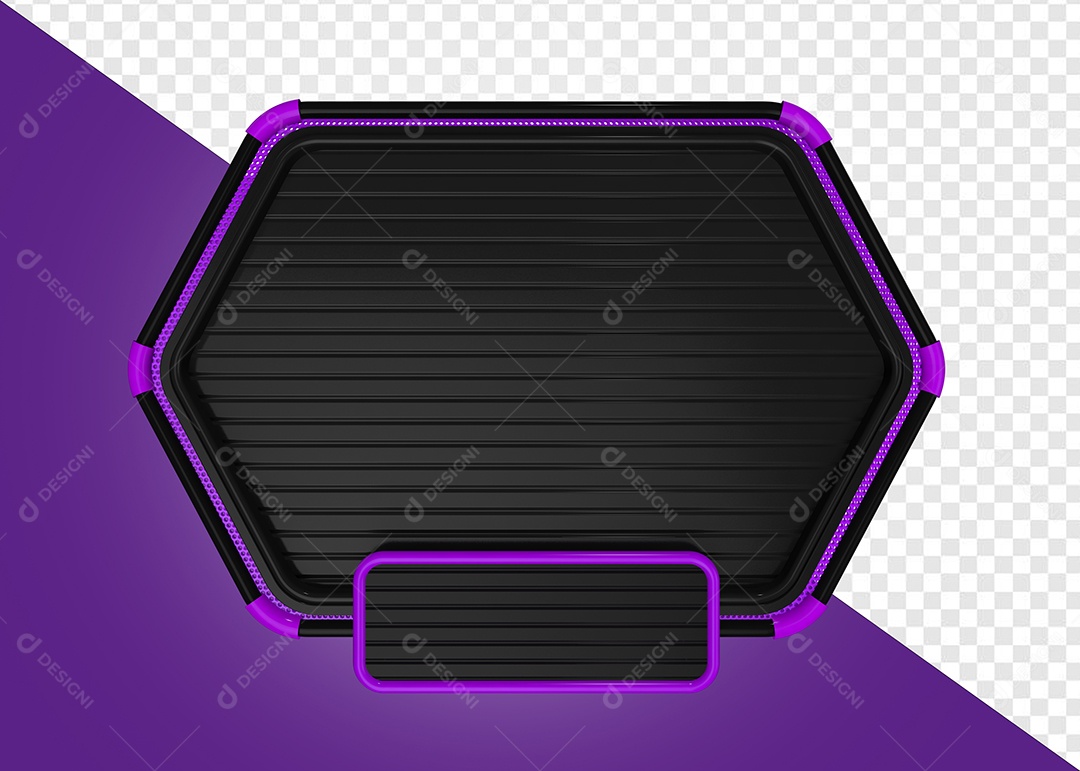 Elemento 3D Placa de Metal Retangular Para Composição PSD