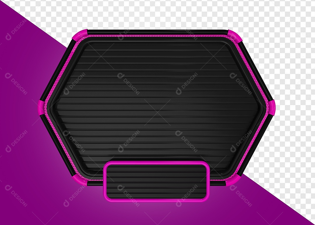 Elemento 3D Placa de Metal Retangular Para Composição PSD