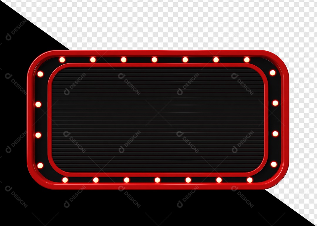 Elemento 3D Placa de Metal Retangular Com Luz Para Composição PSD