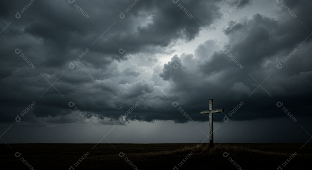 Calvário sobre campo deserto