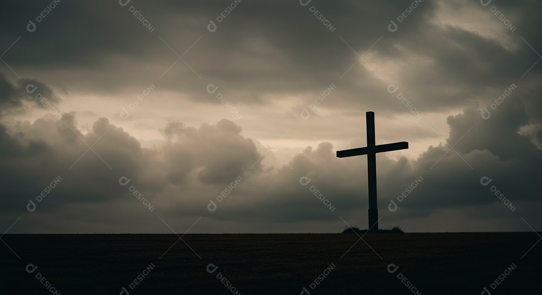 Calvário sobre campo deserto