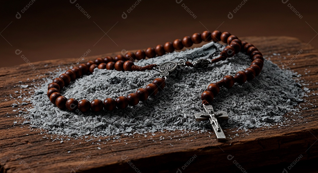 Crucifixo sobre mesa madeira