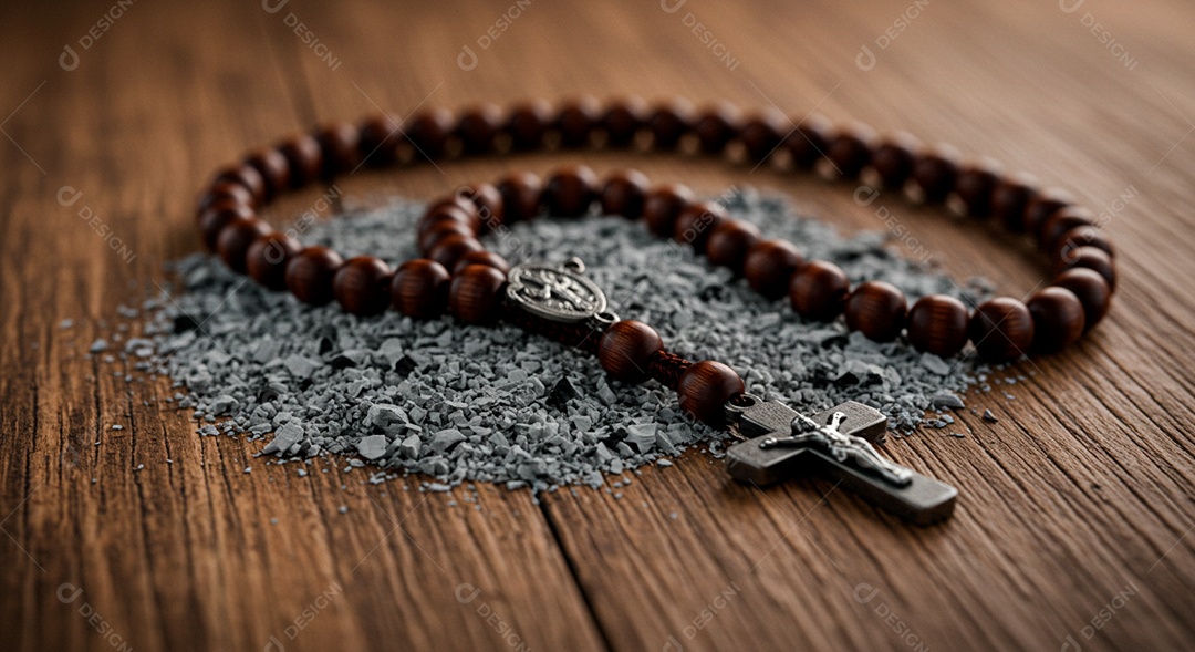 Crucifixo sobre mesa madeira