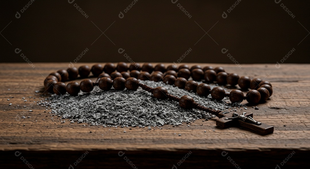 Crucifixo sobre mesa madeira