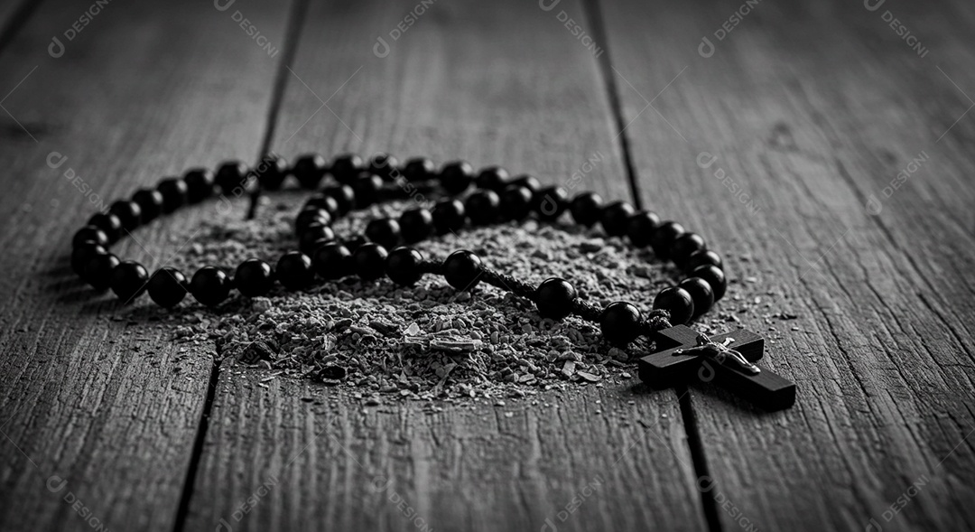 Crucifixo sobre mesa madeira