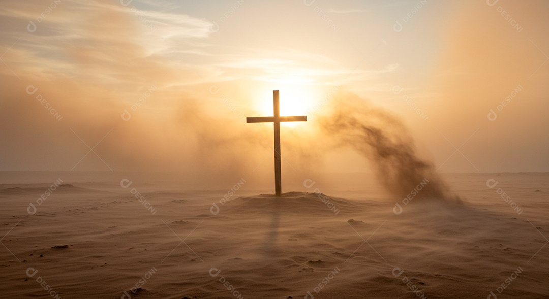 Calvário sobre campo deserto