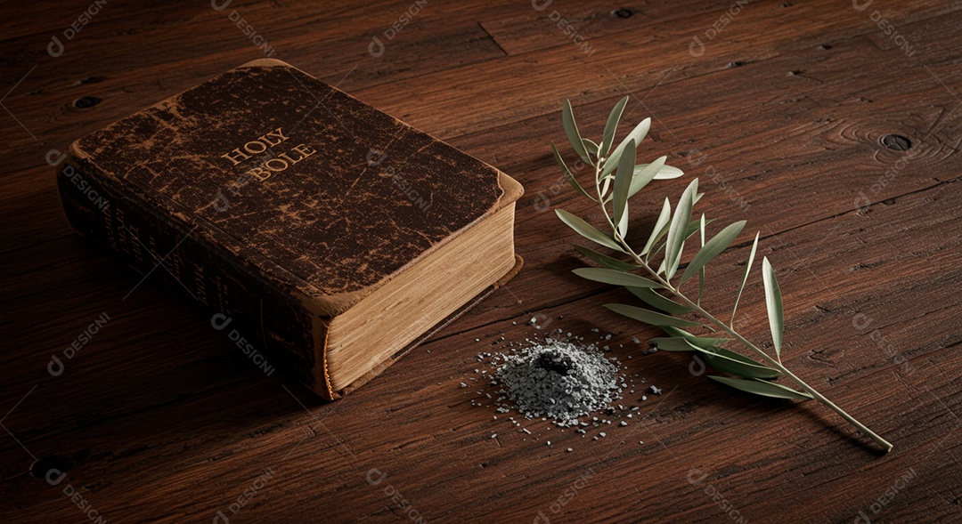 Bíblia sagrada sobre uma mesa de madeira