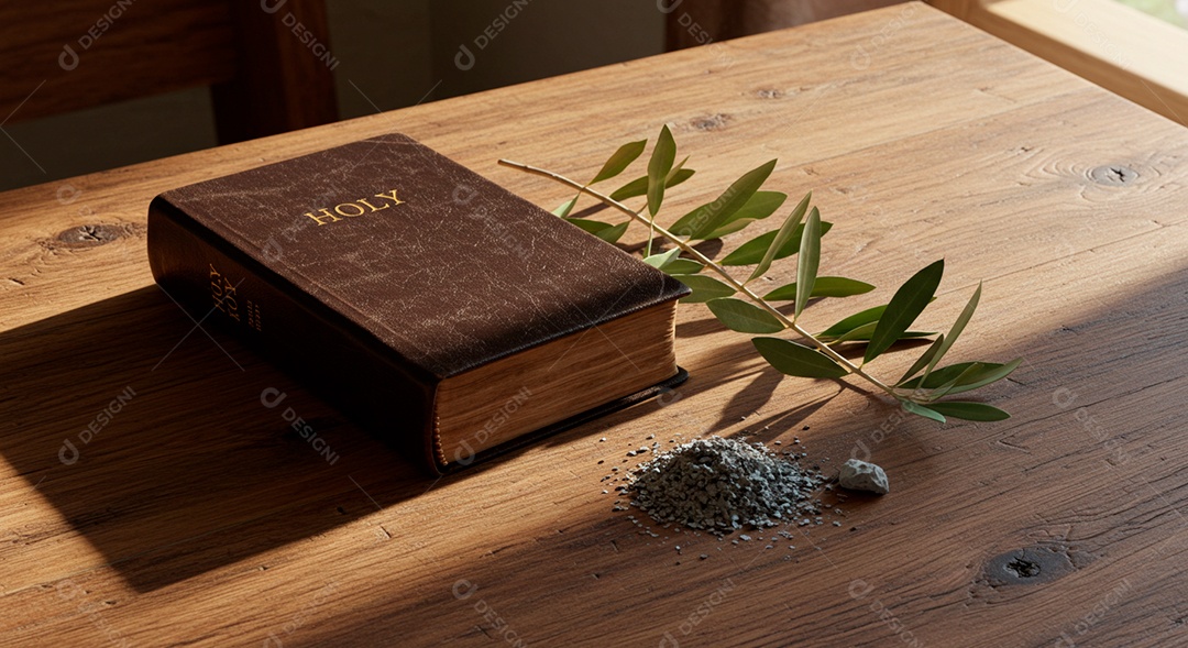 Bíblia sagrada sobre uma mesa de madeira