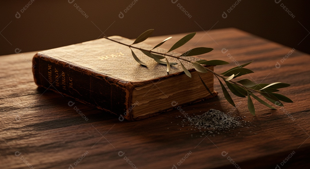 Bíblia sagrada sobre uma mesa de madeira