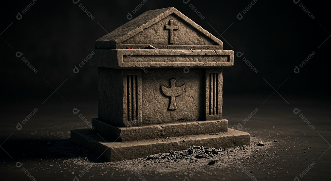 Túmulo de pedra sobre fundo isolado