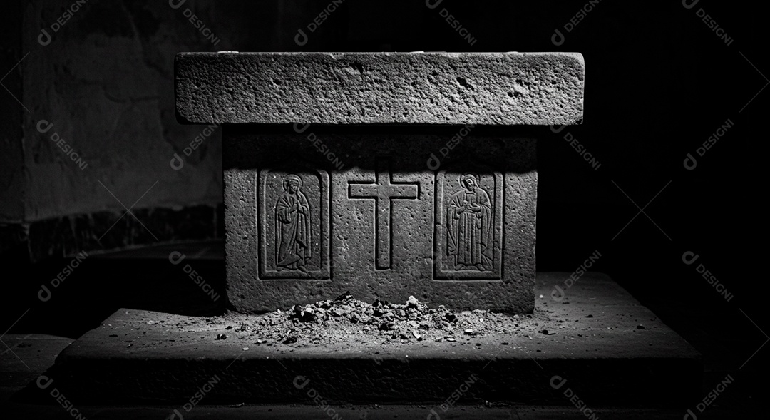 Túmulo de pedra sobre fundo isolado