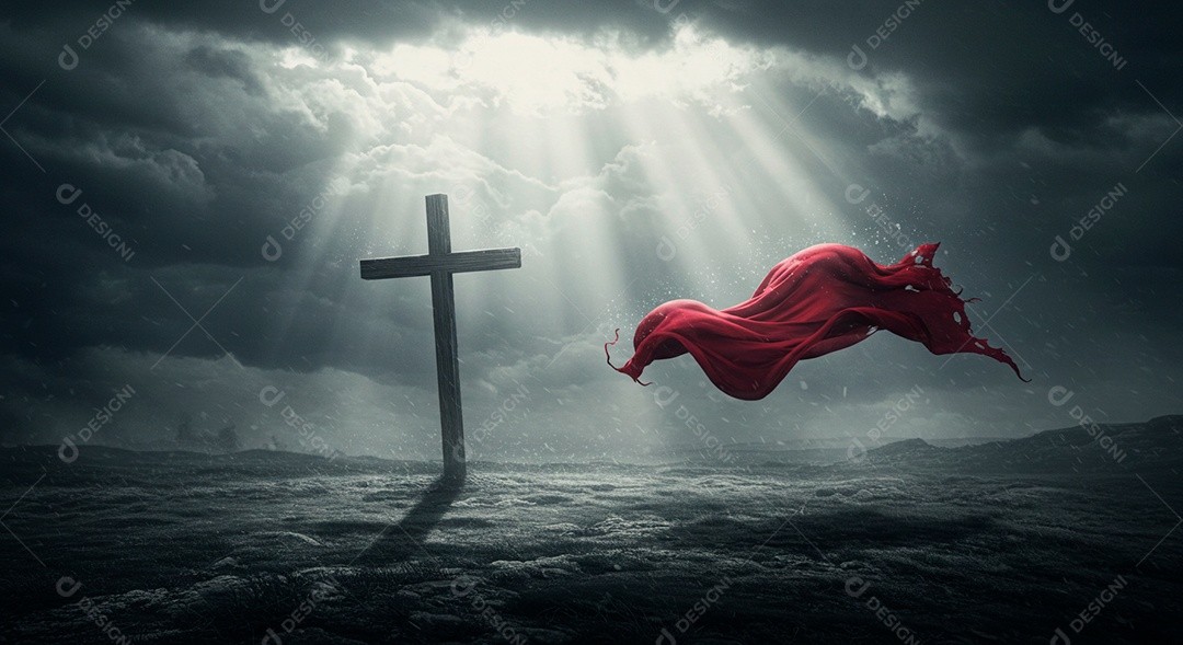 Calvário sobre campo deserto