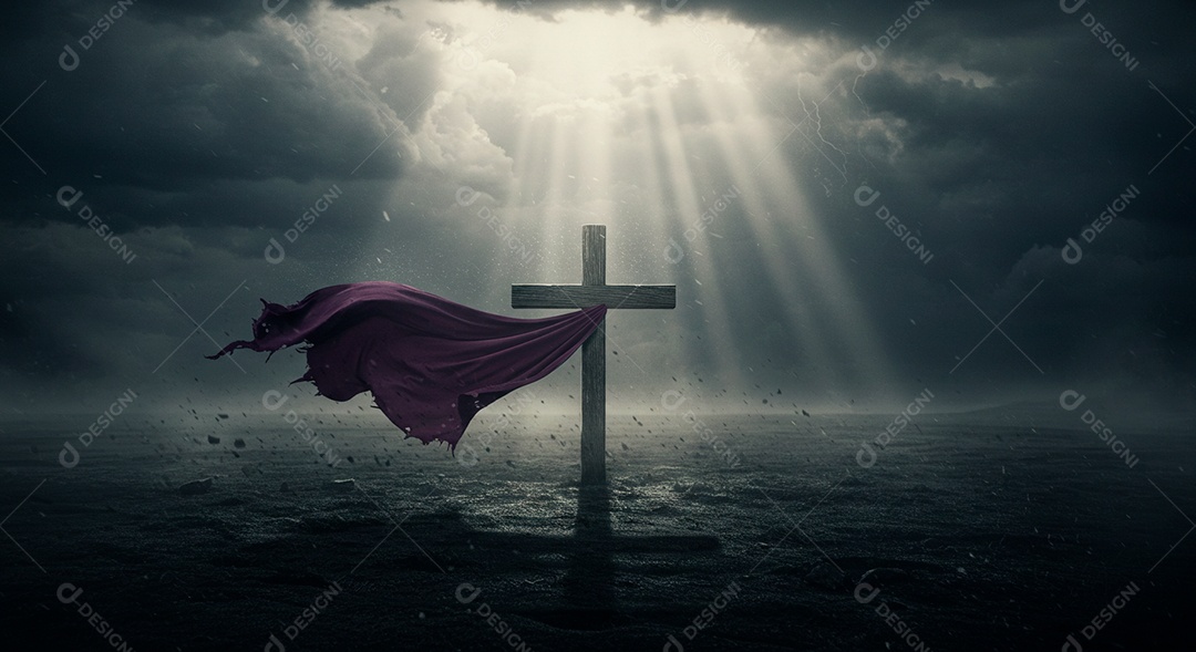 Calvário sobre campo deserto