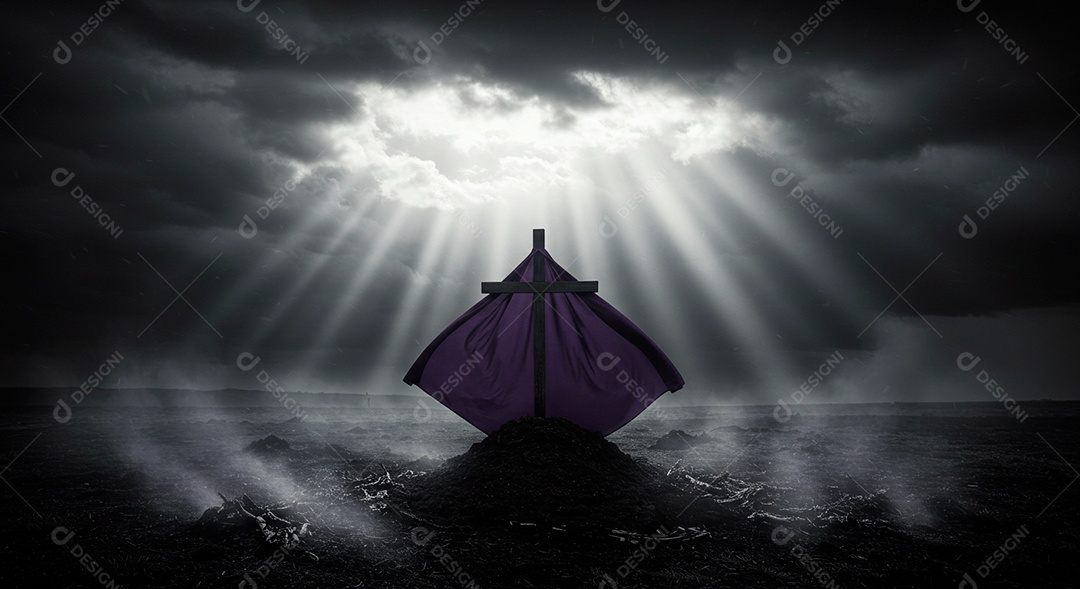 Calvário sobre campo deserto