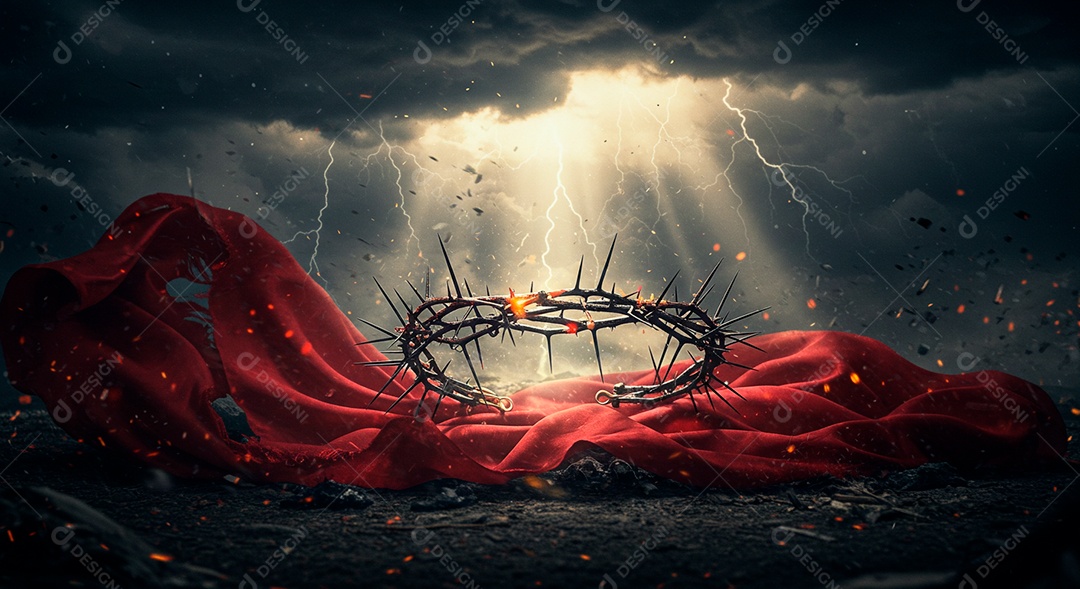 Coroa de espinhos sobre fundo tempestade