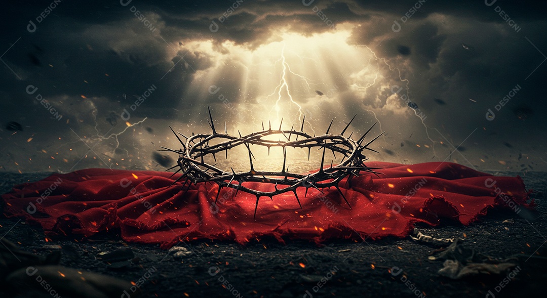 Coroa de espinhos sobre fundo tempestade