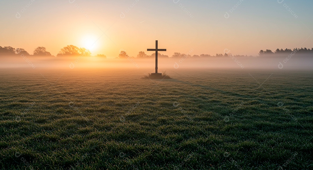Cruz sobre campo deserto