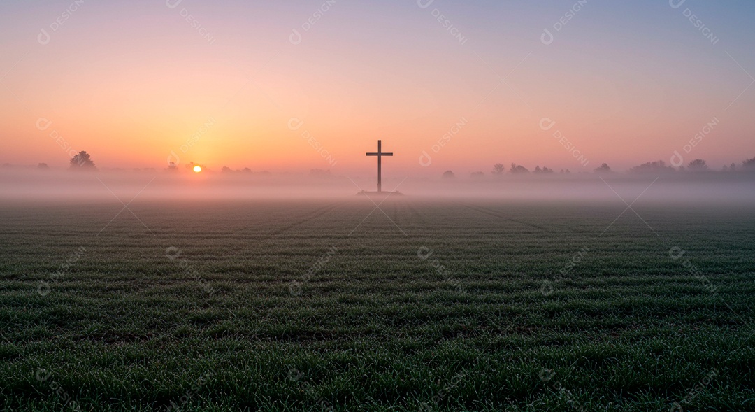 Calvário sobre campo deserto
