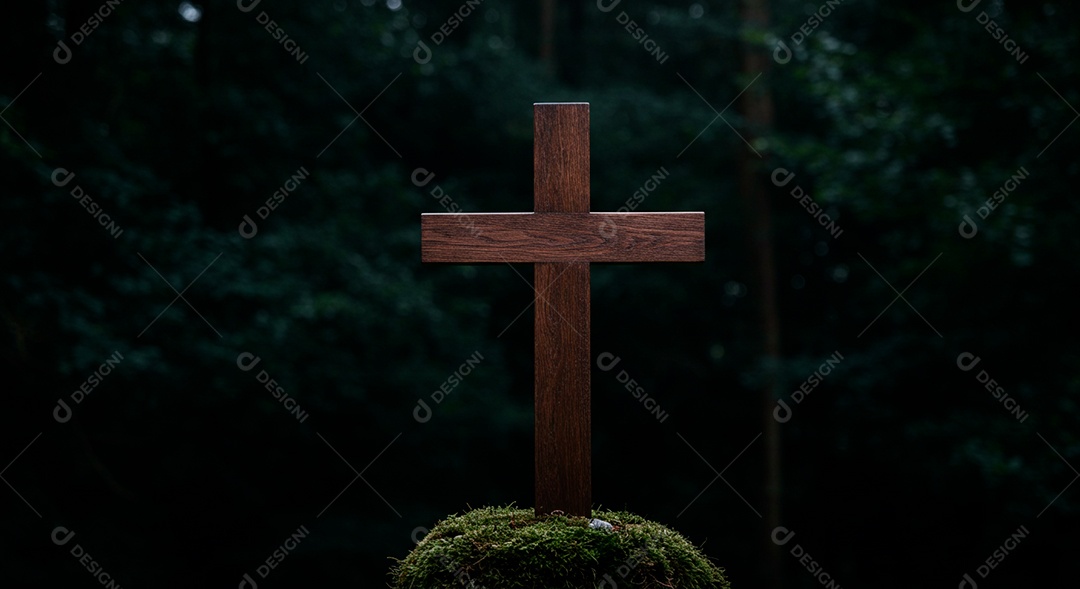 Cruz sobre fundo floresta