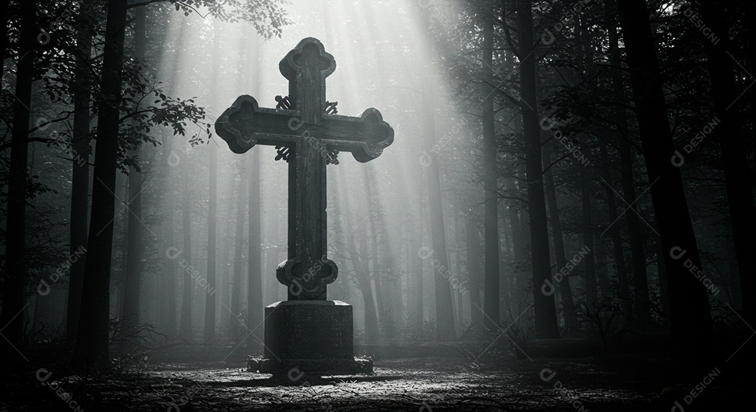 Silhueta de cruz Quarta feira de Cinzas