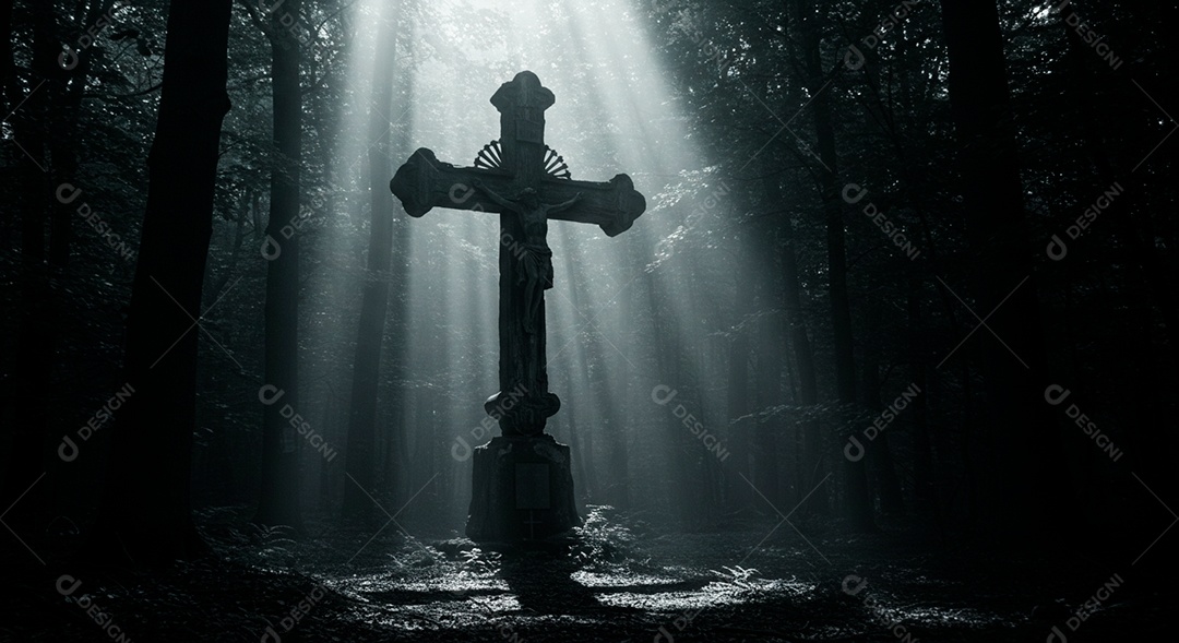 Silhueta de cruz Quarta feira de Cinzas