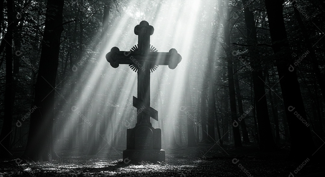 Silhueta de cruz Quarta feira de Cinzas